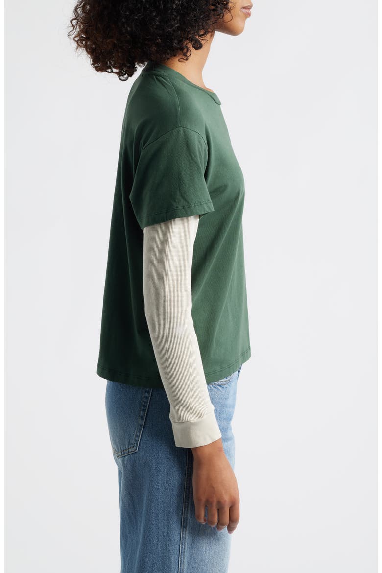 Appliqué Star Layered Long Sleeve T-Shirt, Alternate, color, DEEP GREEN