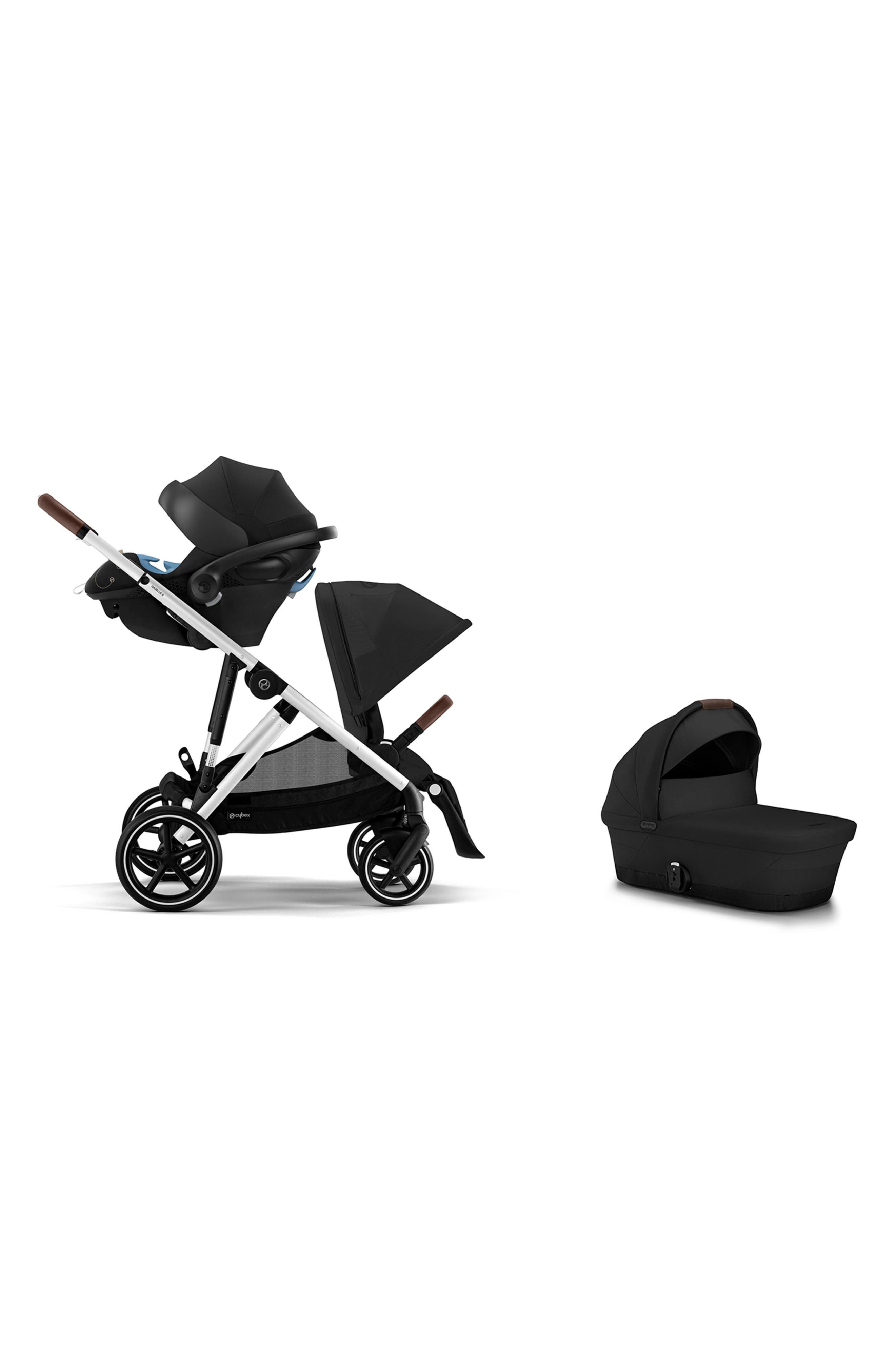 CYBEX Gazelle S 2 Stroller, Aton G Lux Infant Car Seat & Gazelle S 2 Cot Travel System in Moon Black 