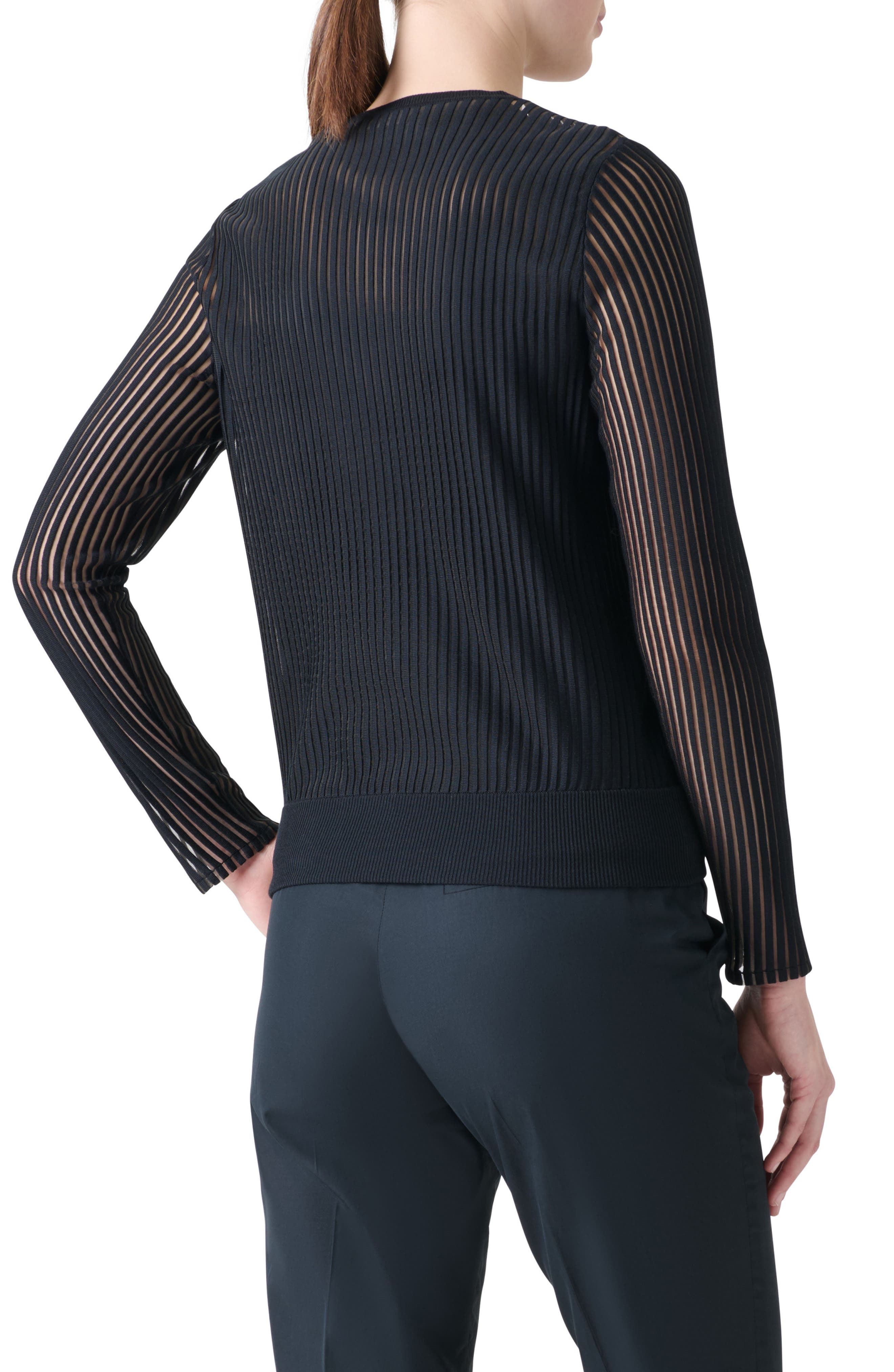 Sheer Stripe Silk & Cotton Blend Cardigan - image 2