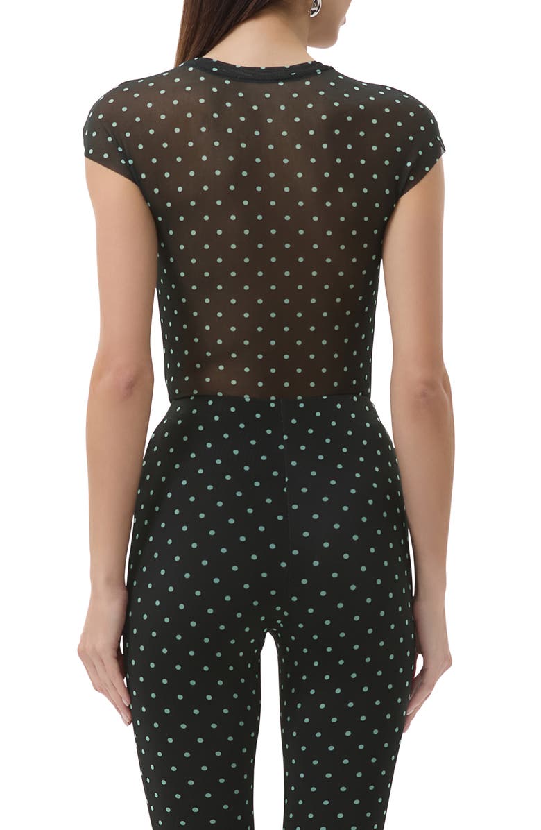 AFRM Nina Print Cap Sleeve Mesh Top, Alternate, color, Aqua Dot