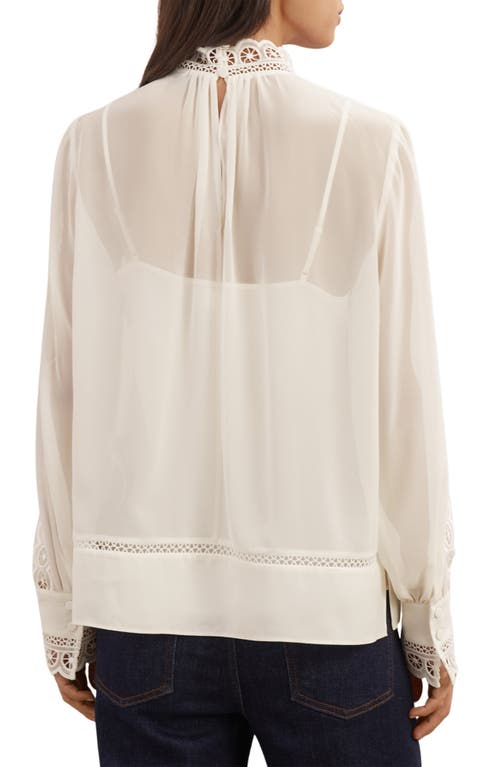 Reiss Ori Guipure Lace Trim Top In Neutral