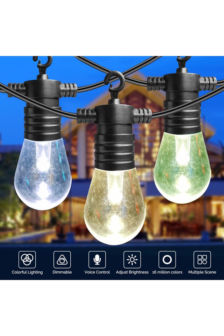 Smart Outdoor Patio Lights 48 ft String, Alternate, color, White