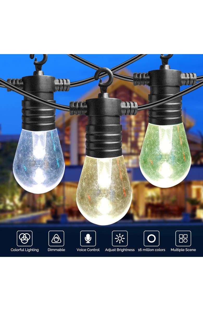 Eco4Life Smart Outdoor Patio Lights 48 ft String, Alternate, color, White