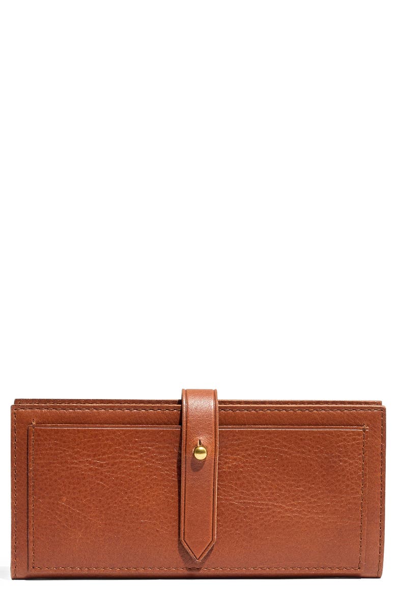 Madewell New Post Leather Wallet, Main, color, English Saddle