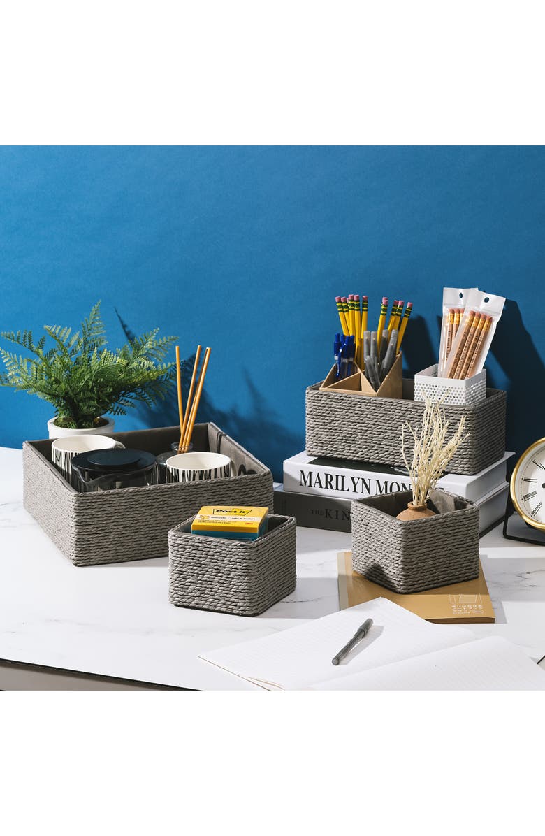 SORBUS Set of 4 Woven Rope Storage Baskets, Alternate, color, Grey