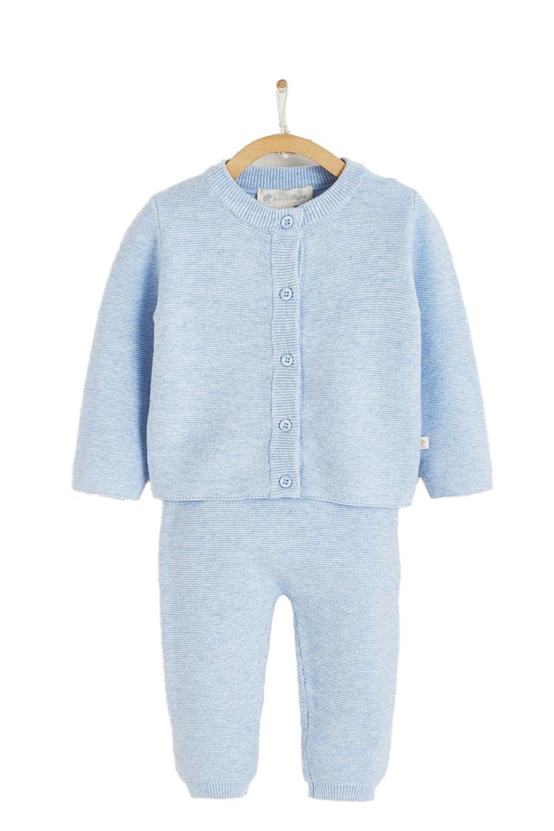 Premium Peruvian Pima Cotton My First Knit Knitted Cardigan & Pants Set for Infant, Main, color, Blue