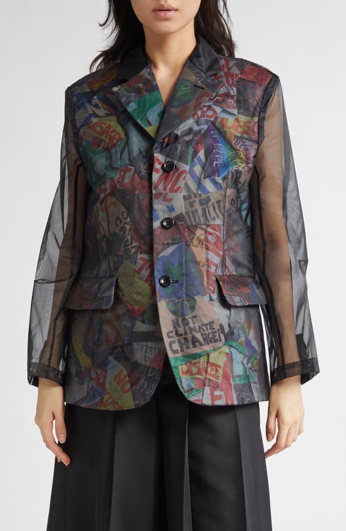 COMME DES GARÇONS COMME DES GARÇONS PAPER PRINT 6 NYLON ORGANZA BLAZER