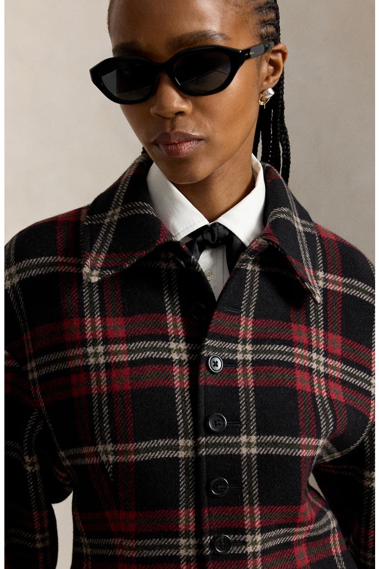 Plaid Tweed Sculpted Jacket, Alternate, color, RED