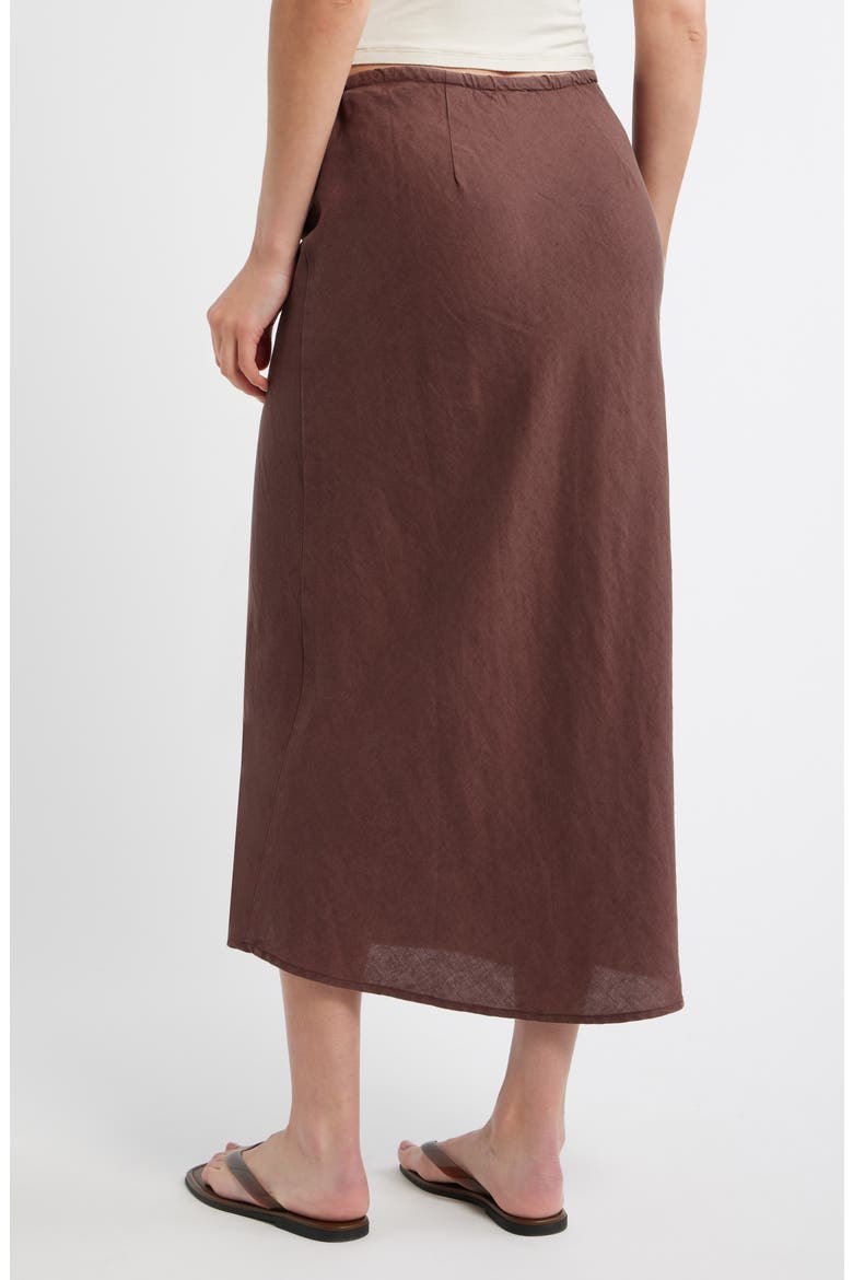Avery Linen Blend Midi Skirt, Alternate, color, CHOCOLATE