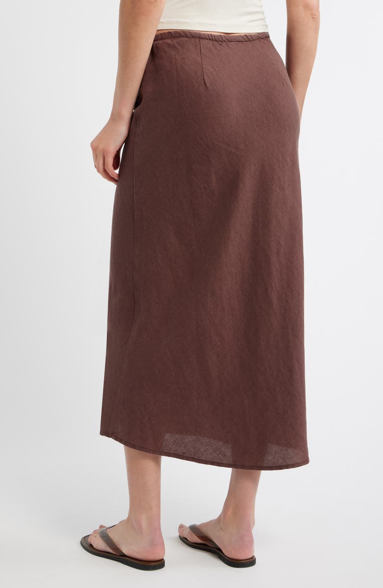 Marine Layer Avery Linen Blend Midi Skirt, Alternate, color, Chocolate