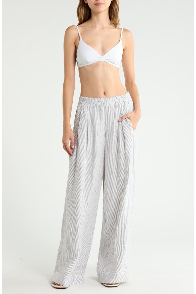 Coastal Linen Cover-Up Pants, Main, color, COASTAL STRIPE/ COCONUT