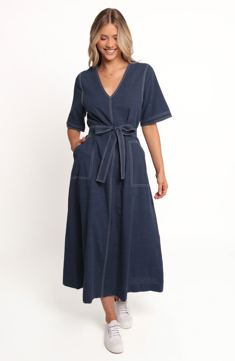 Petal & Pup Kade Cotton Midi Dress, Alternate, color, Blue