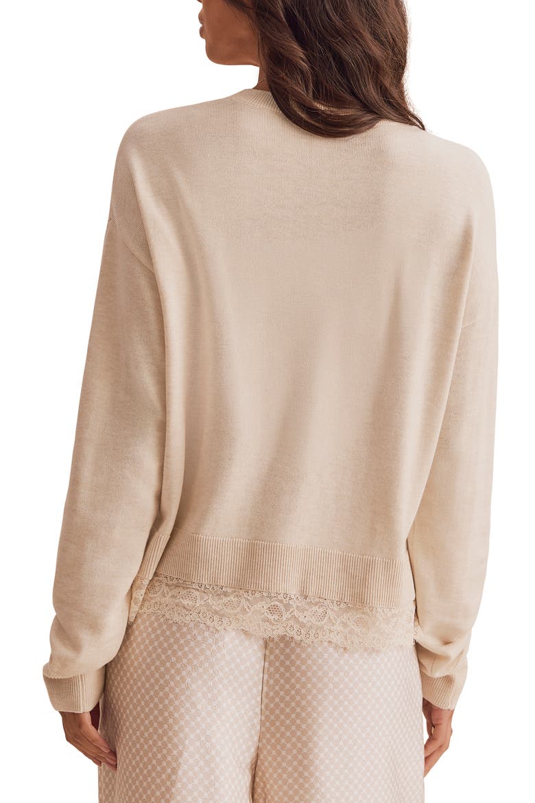 Georgie Lace Trim Sweater, Alternate, color, WHEAT BEIGE HEATHER