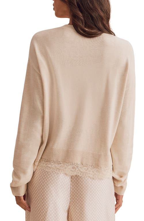 Splendid Georgie Lace Trim Pullover Sweater In Neutral