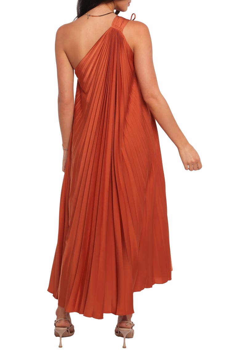 Selena One-Shoulder Midi Dress, Alternate, color, RUSSET BRONZE