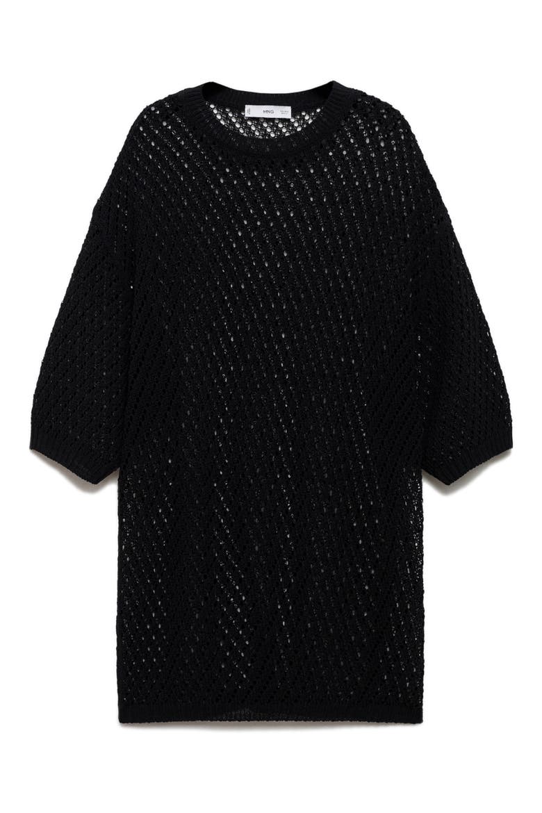Sheer Tunic Sweater, Alternate, color, BLACK