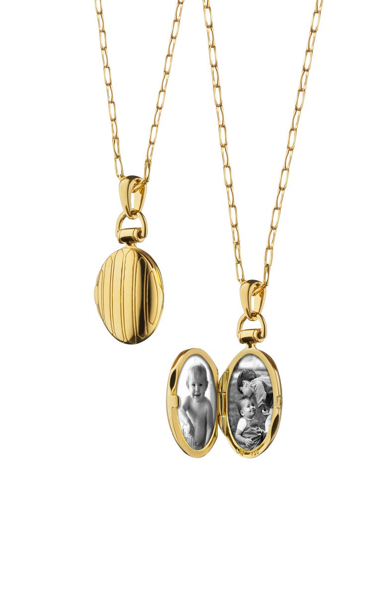 Monica Rich Kosann Pinstripe Petite Locket Necklace, Main, color, 