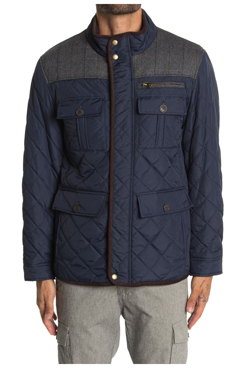 Cole Haan Quilted Utility Pocket Jacket, Alternate, color, Navy