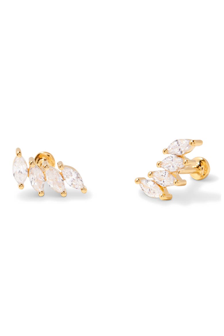 Zola Marquise Cubic Zirconia Flatback Stud Earrings, Main, color, GOLD