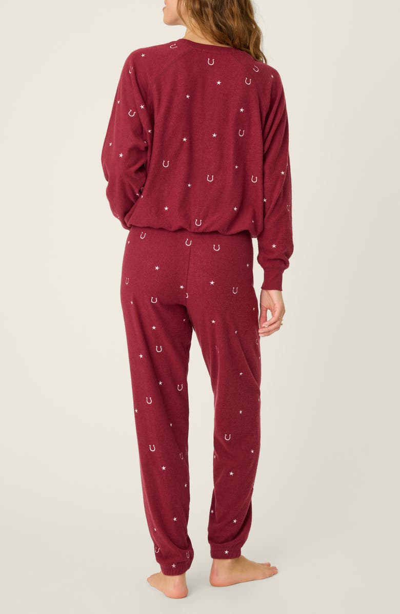PJ Salvage Hold Your Horses Fleece Pajamas, Alternate, color, Port