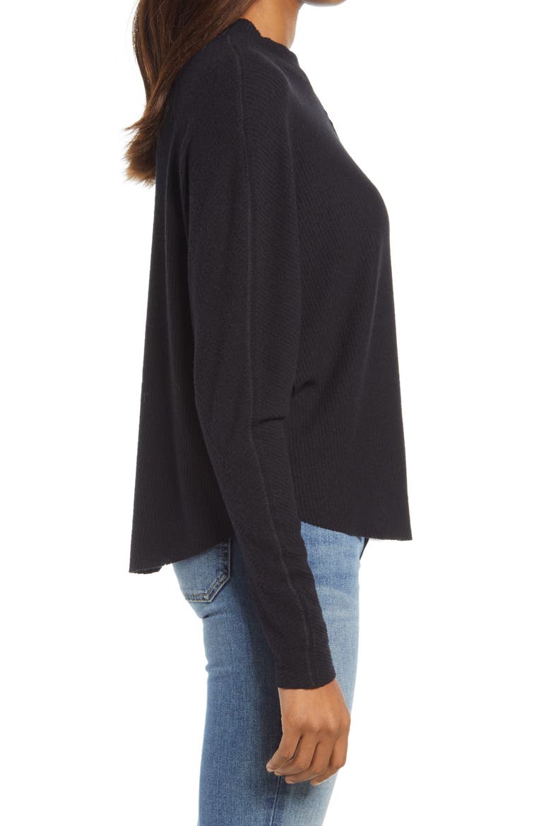Mock Neck Rib Pullover, Alternate, color, BLACK
