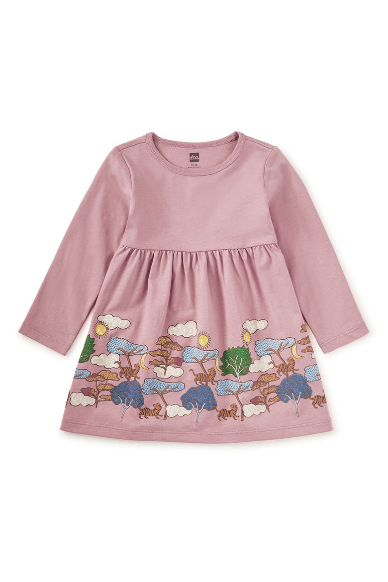 Tiger Story Skirted Dress, Alternate, color, Hydrangea