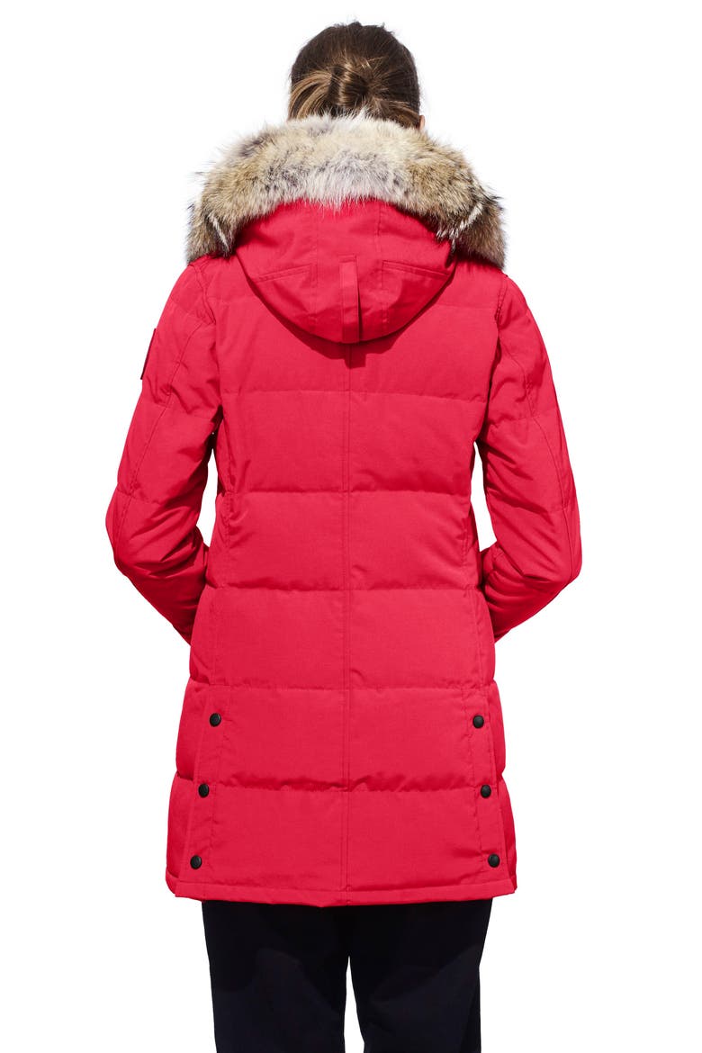Shelburne Fusion Fit Genuine Coyote Fur Trim Down Parka, Alternate, color, RED