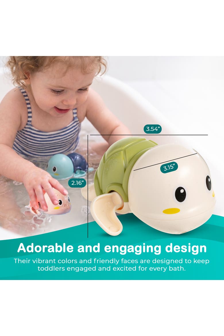 Floating Turtle Wind Up Bath Toy 3-Piece Set, Alternate, color, Multicolor