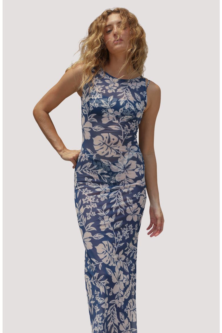 Konda Sheer Mesh Cover-Up Maxi Dress, Alternate, color, HIBISCO