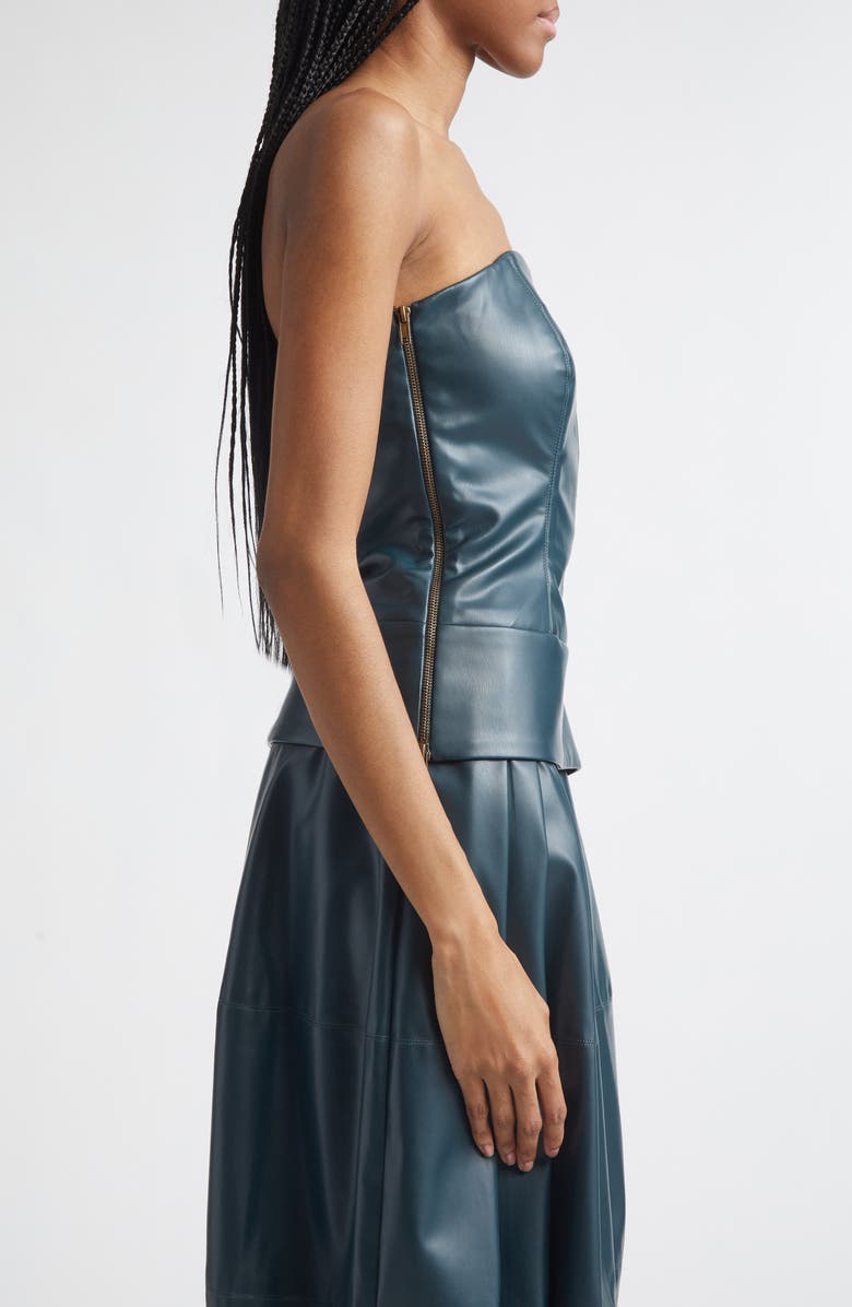 ISRAELLA KOBLA Zinia Strapless Bustier Faux Leather Top, Alternate, color, Turquoise