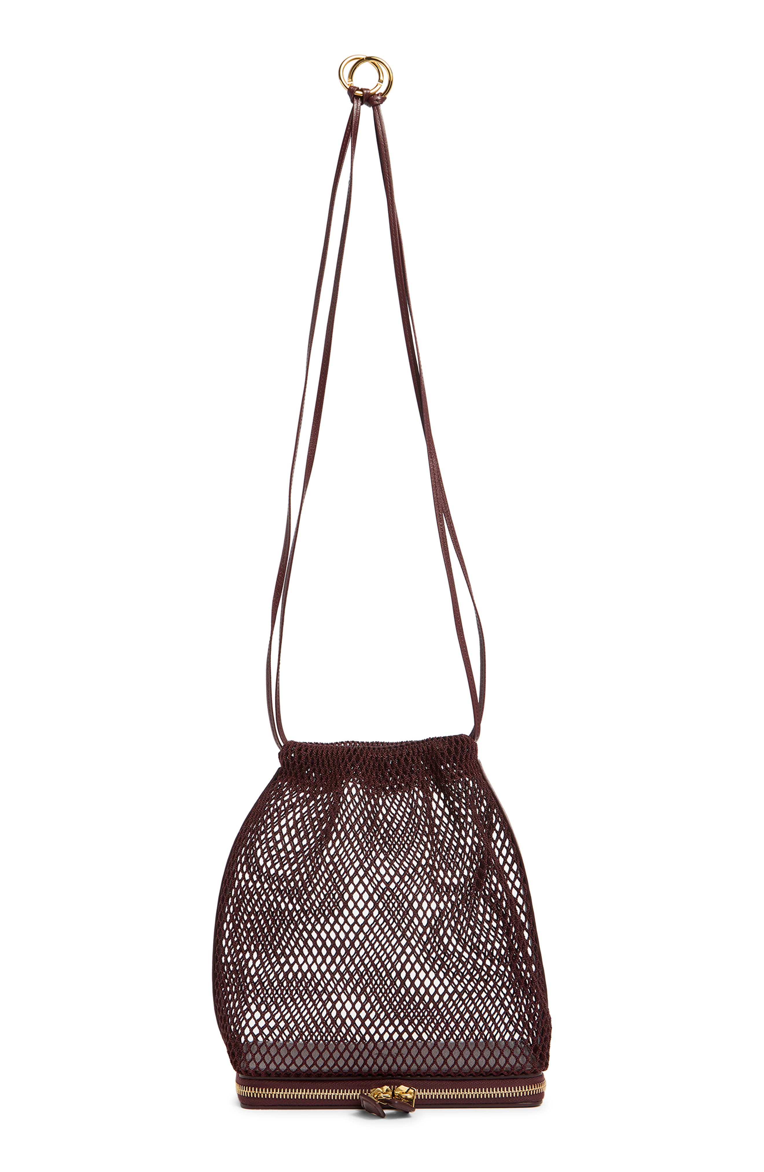 Le Pochon Fishnet Shoulder Bag, Alternate, color, ROUGE GRENAT 325