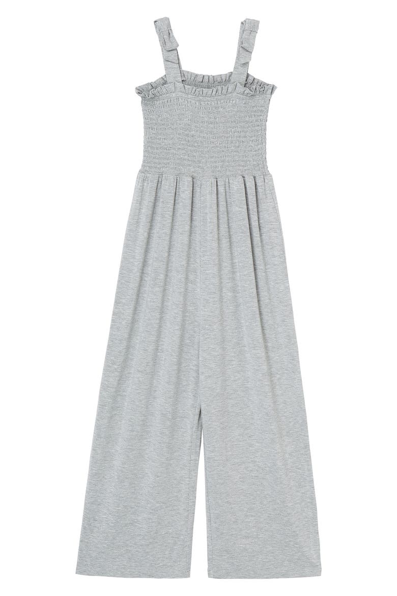 Kids' Smocked Wide Leg Jumpsuit, Alternate, color, GREY