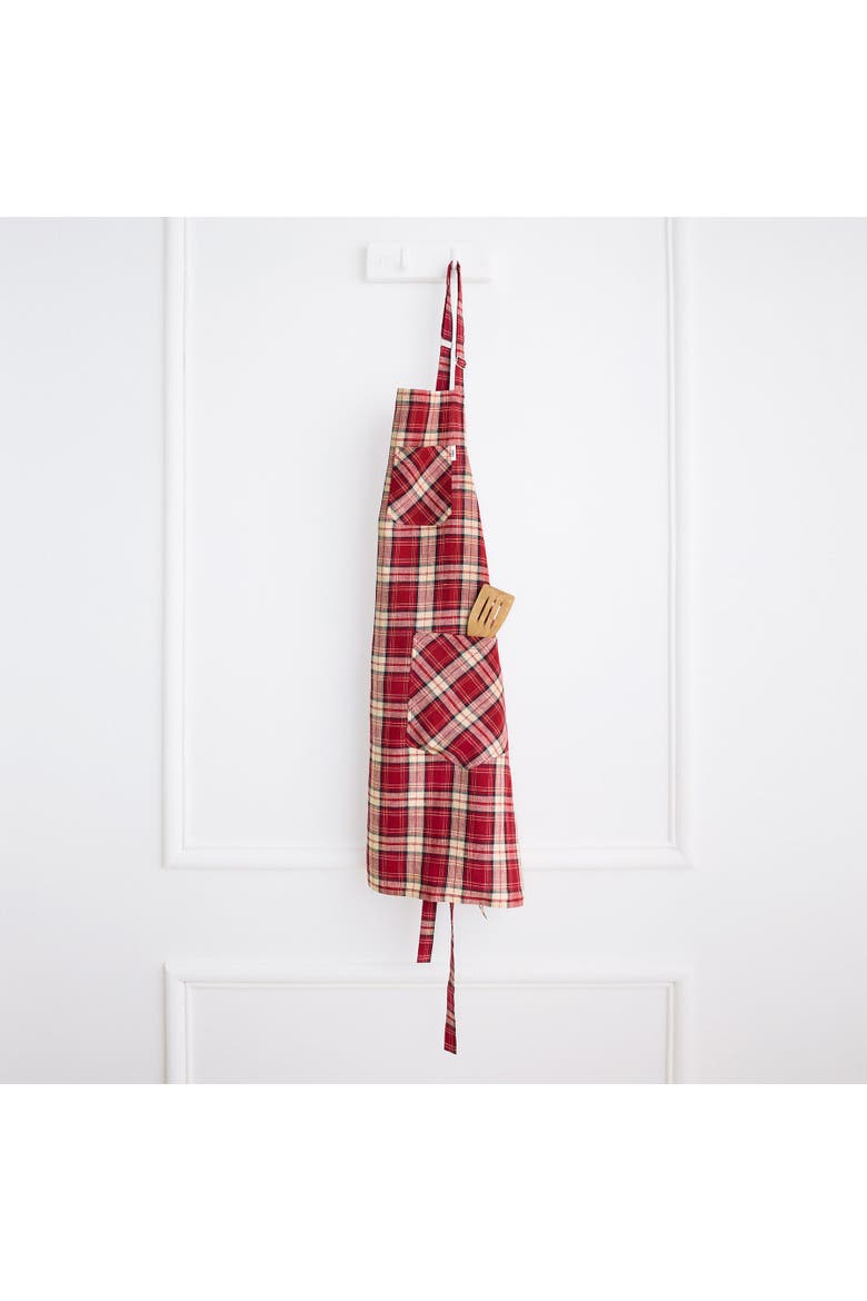 Linen Bib Apron for Men & Women with Front Pockets, 33 x 30 Inches, Alternate, color, Burgundy