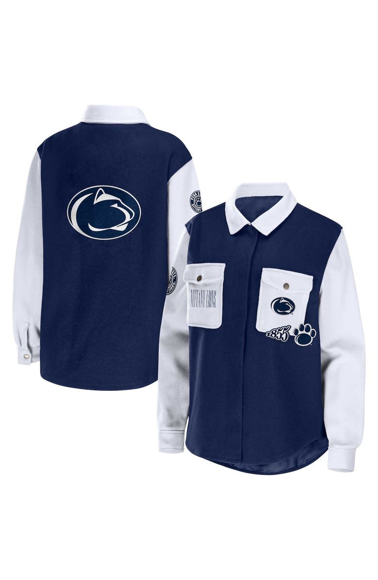 WEAR by Erin Andrews Women's WEAR by Erin Andrews Navy Penn State Nittany Lions Button-Up Shirt Jacket, Alternate, color, Navy