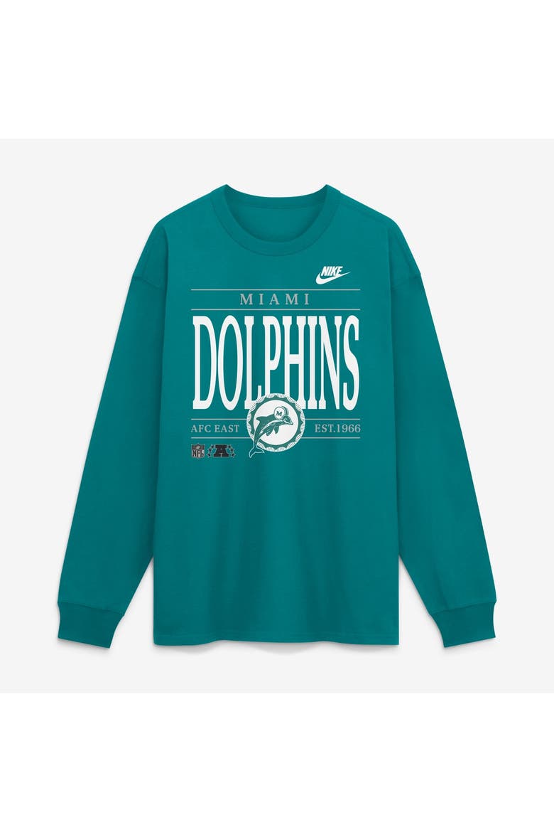 Men's Nike Aqua Miami Dolphins Red Zone Long Sleeve Max90 T-Shirt, Main, color, Aqua