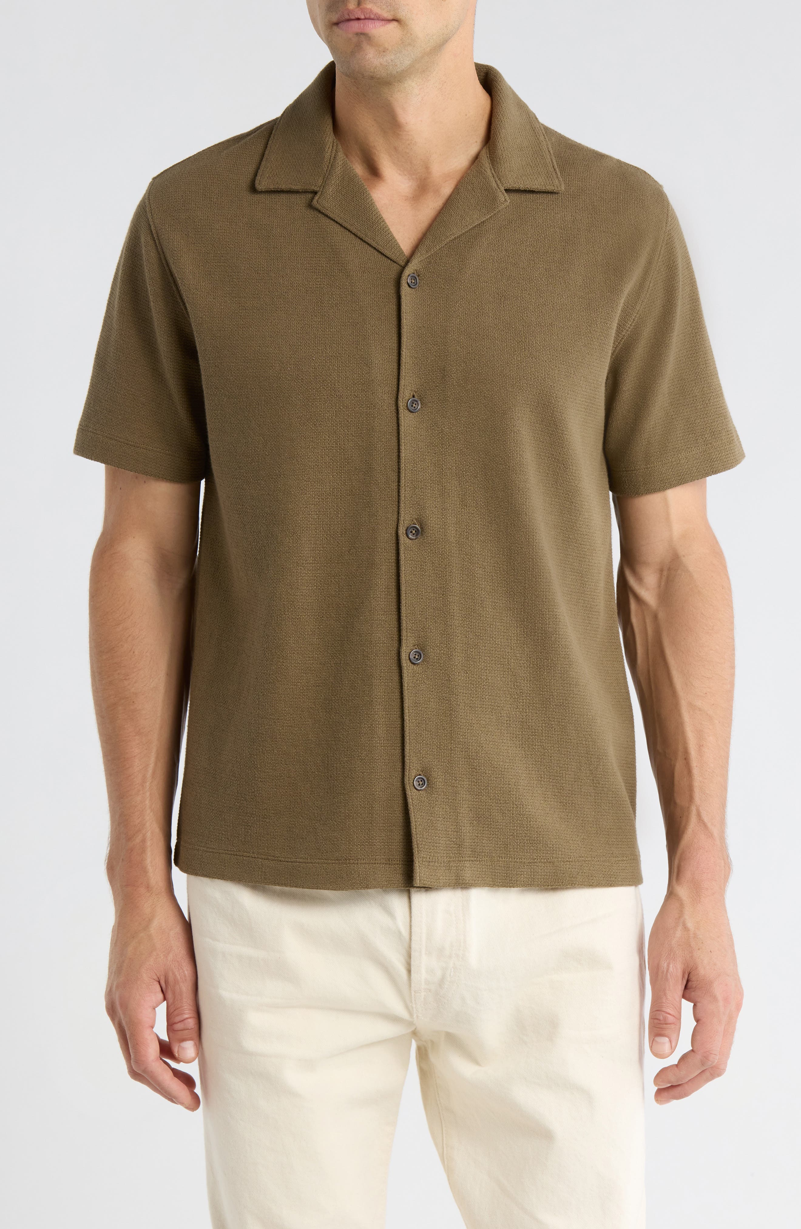 Boucle Knit Short Sleeve Camp Shirt