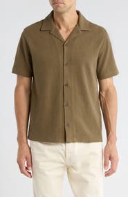 Vince Bouclé Knit Short Sleeve Camp Shirt