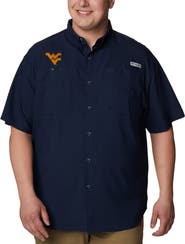 Columbia Men's Columbia Navy West Virginia Mountaineers Big & Tall Tamiami Omni-Shade Button-Down Shirt