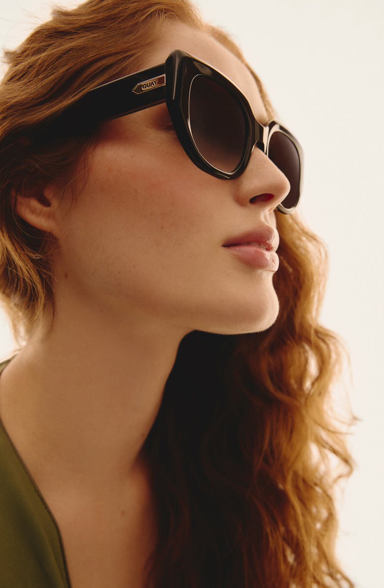 QUAY Busy Busy 53mm Square Sunglasses, Alternate, color, Black/ Smoke