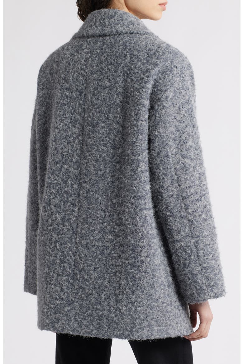 Double Breasted Brushed Felt Coat, Alternate, color, GREY/ BLACK