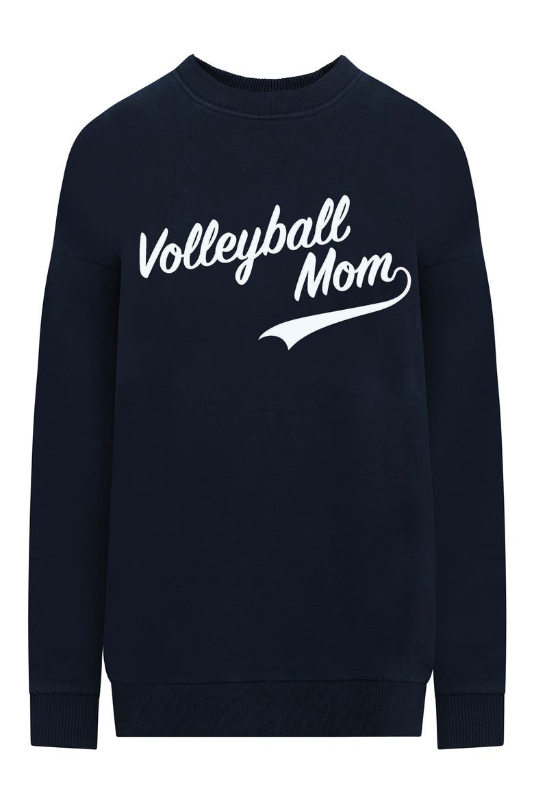 Volleyball Mom Cotton Blend Graphic Sweatshirt, Main, color, NAVY