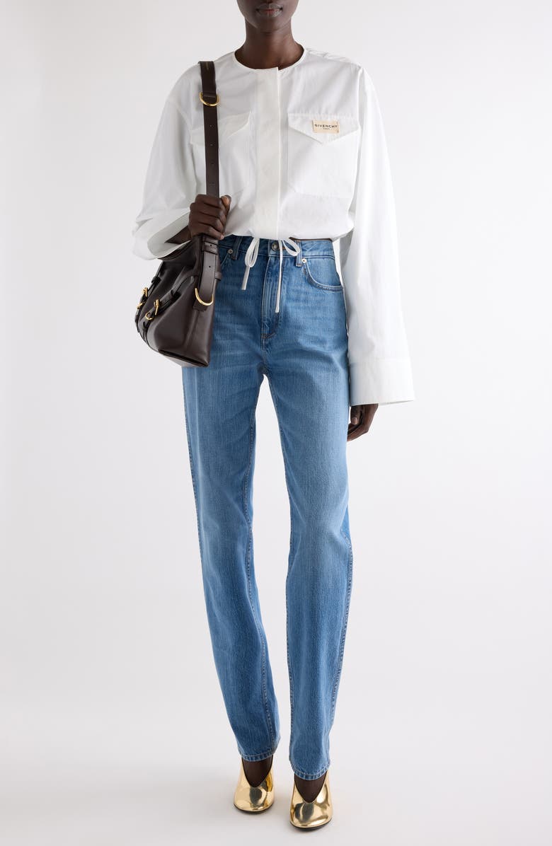 Givenchy Utility Cotton Poplin Crop Shirt, Alternate, color, White