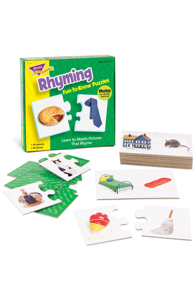 TREND enterprises, Inc. Rhyming Funtoknow Puzzles Matching Games To Build Language Skills, Alternate, color, Multicolored