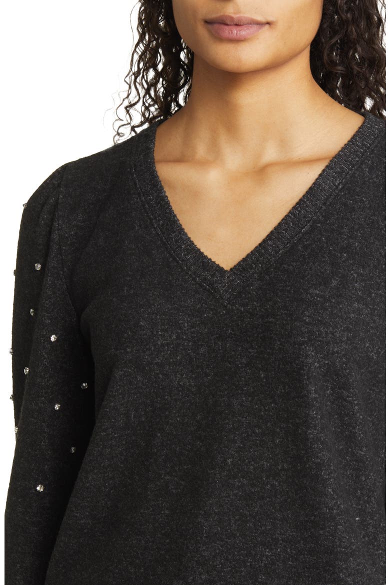 Rhinestone Embellished Sweater (Nordstrom Exclusive), Alternate, color, HC-HEATHER CHARCOAL