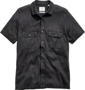 Billy Reid Hemp & Cotton Knit Short Sleeve Button-Up Shirt