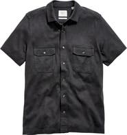 Billy Reid Hemp & Cotton Knit Short Sleeve Button-Up Shirt