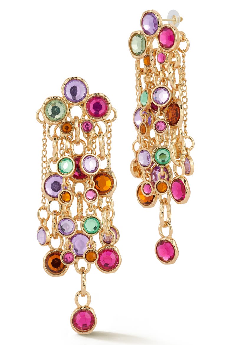 Crystal Chain Drop Statement Earrings, Main, color, GOLD