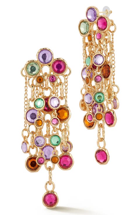 Crystal Chain Drop Statement Earrings