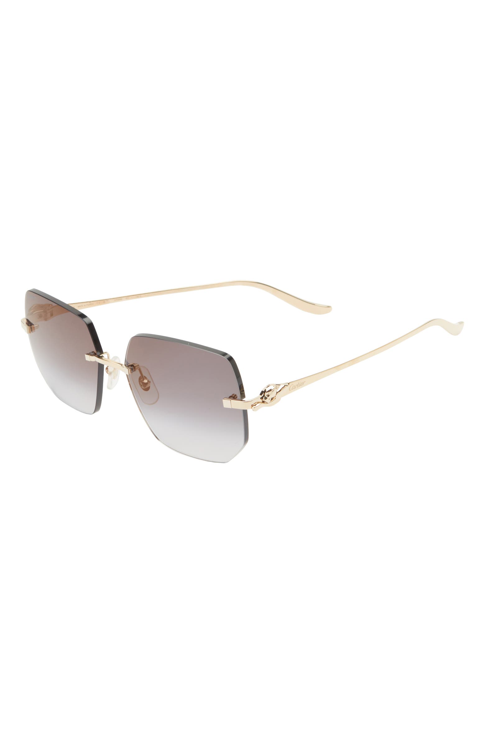Rectangle Gradient Rimless Cartier 55mm Gradient Rimless Rectangular Sunglasses | Nordstrom
