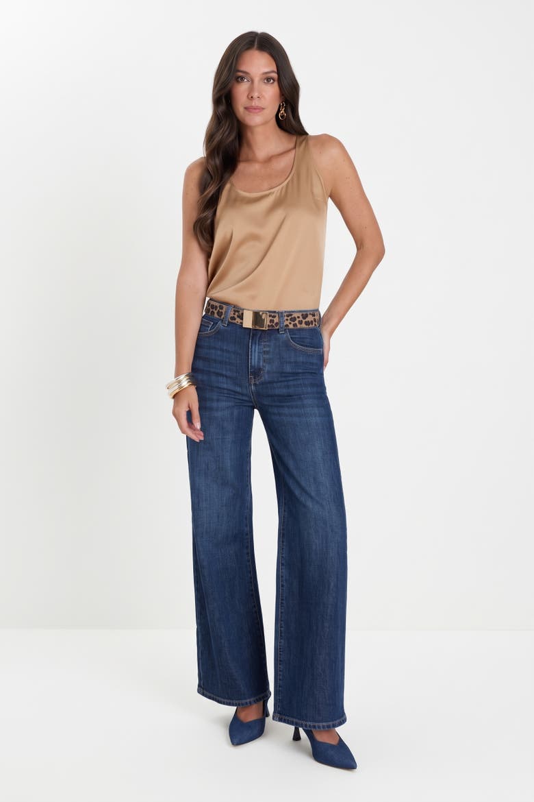 Celeste Slim Palazzo Jeans, Alternate, color, Dark Wash